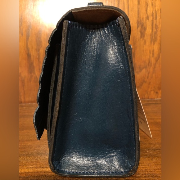 NWT-Patricia Nash-Charonne-Med Satchel with Strap-Tooled Leather-Lapis Blue-$199 - Picture 6 of 12